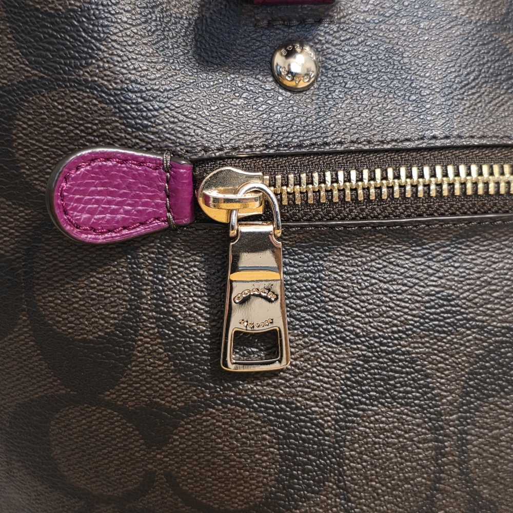 Coach Signature Coach Brown & Fuchsia Tote Bag F34603 - Picture 7 of 10